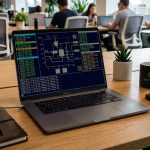 Laptop with a poor, old UI on it